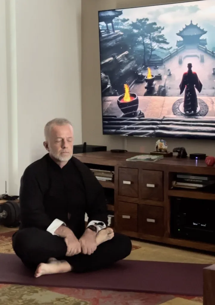 Damir practicing yoga and mobility exercises